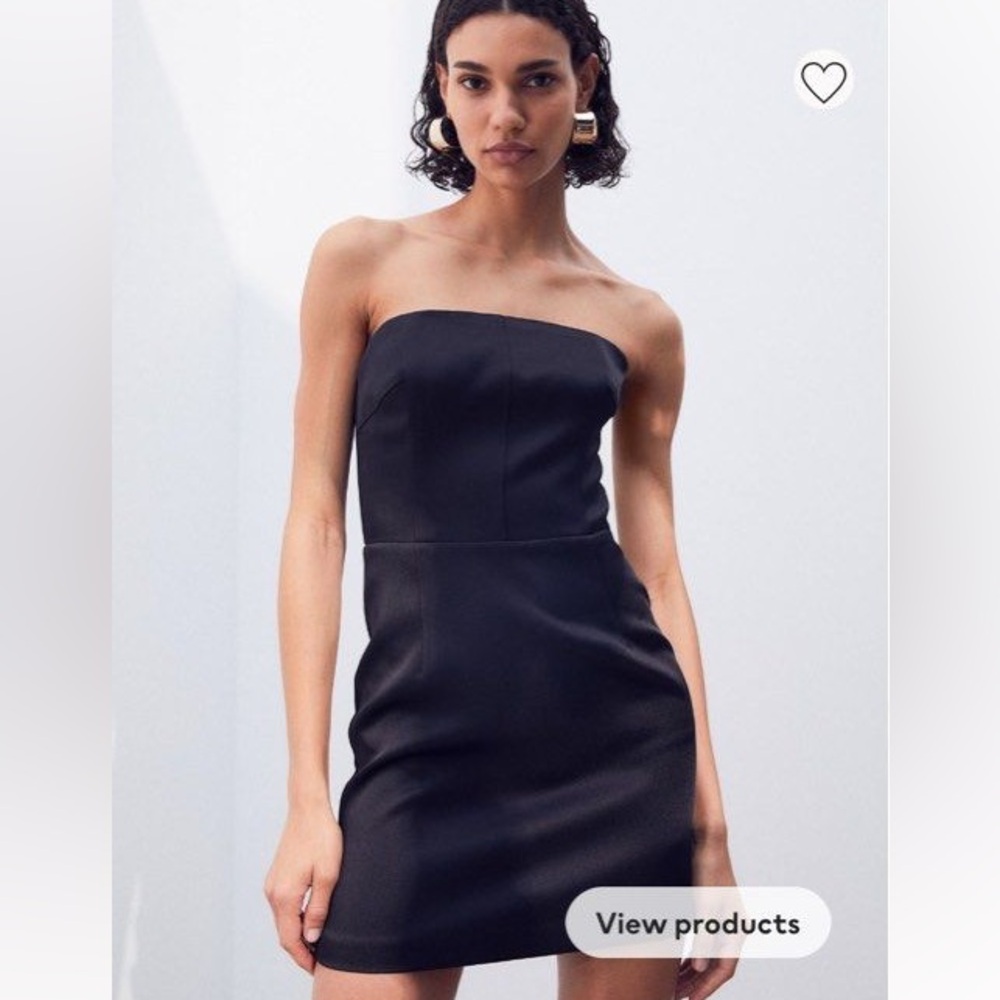 Chic Black mini Satin bandeau Strapless Sheath Dress
